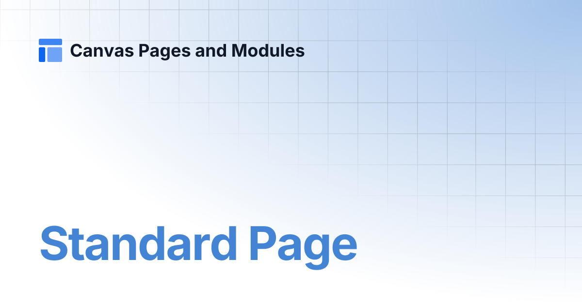 Standard Page | Canvas Pages and Modules