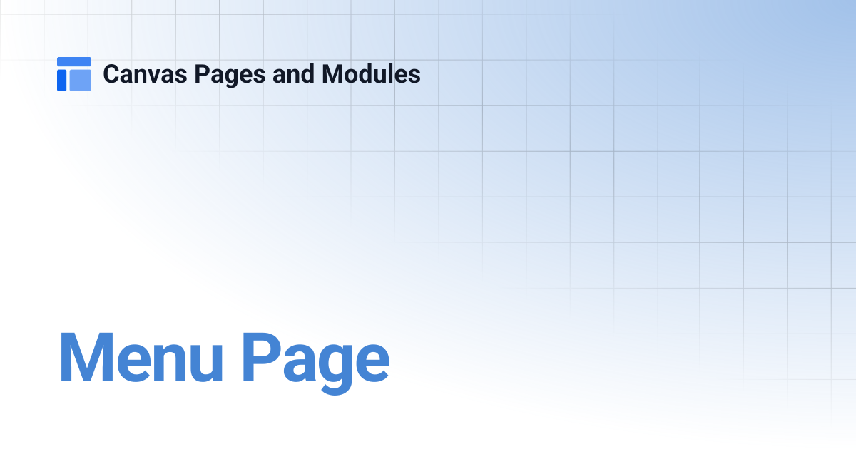Menu Page | Canvas Pages and Modules