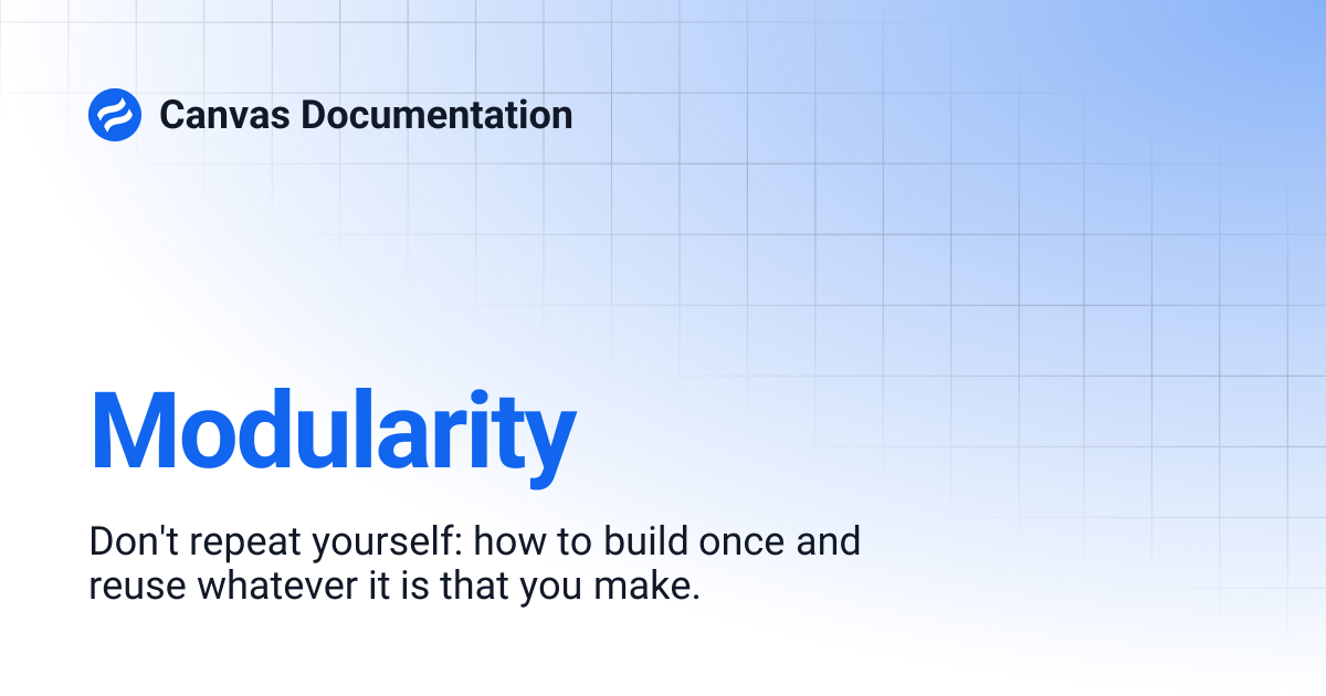 Modularity | 5.1 | Canvas Documentation