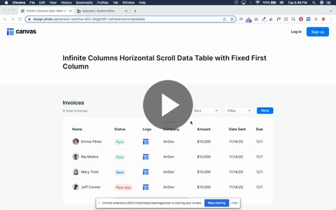 Draggable horizontal scroll table