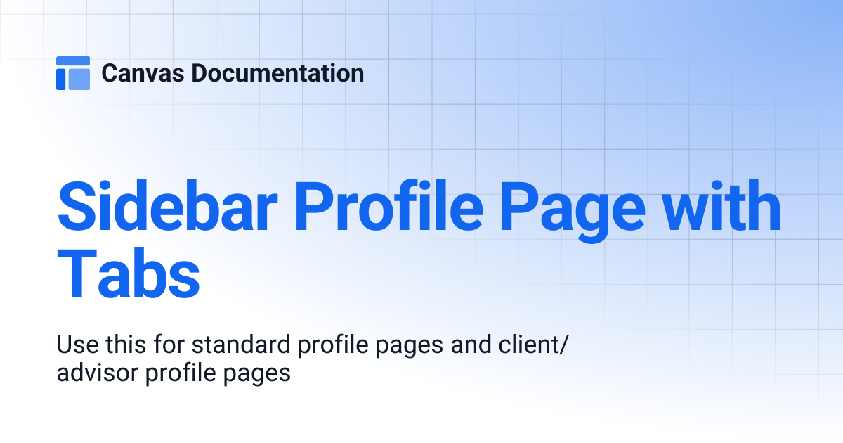 Sidebar Profile Page with Tabs | Canvas Documentation
