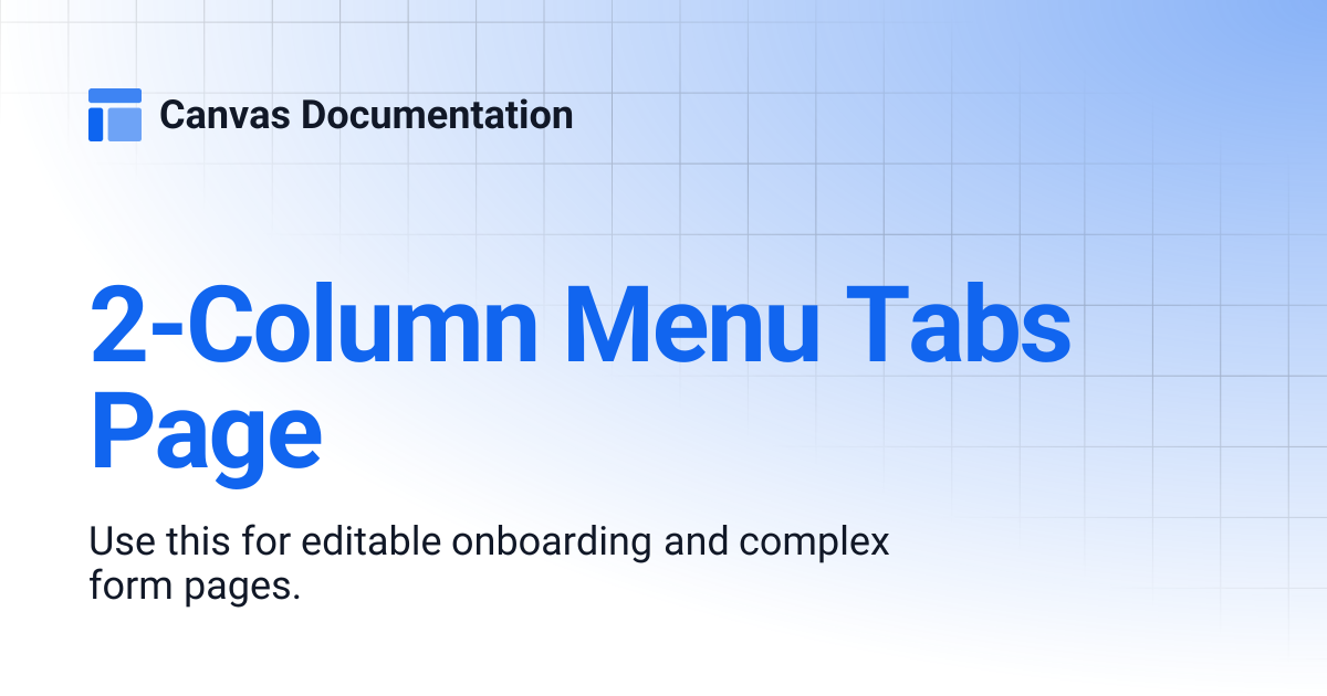 2-Column Menu Tabs Page | Canvas Documentation