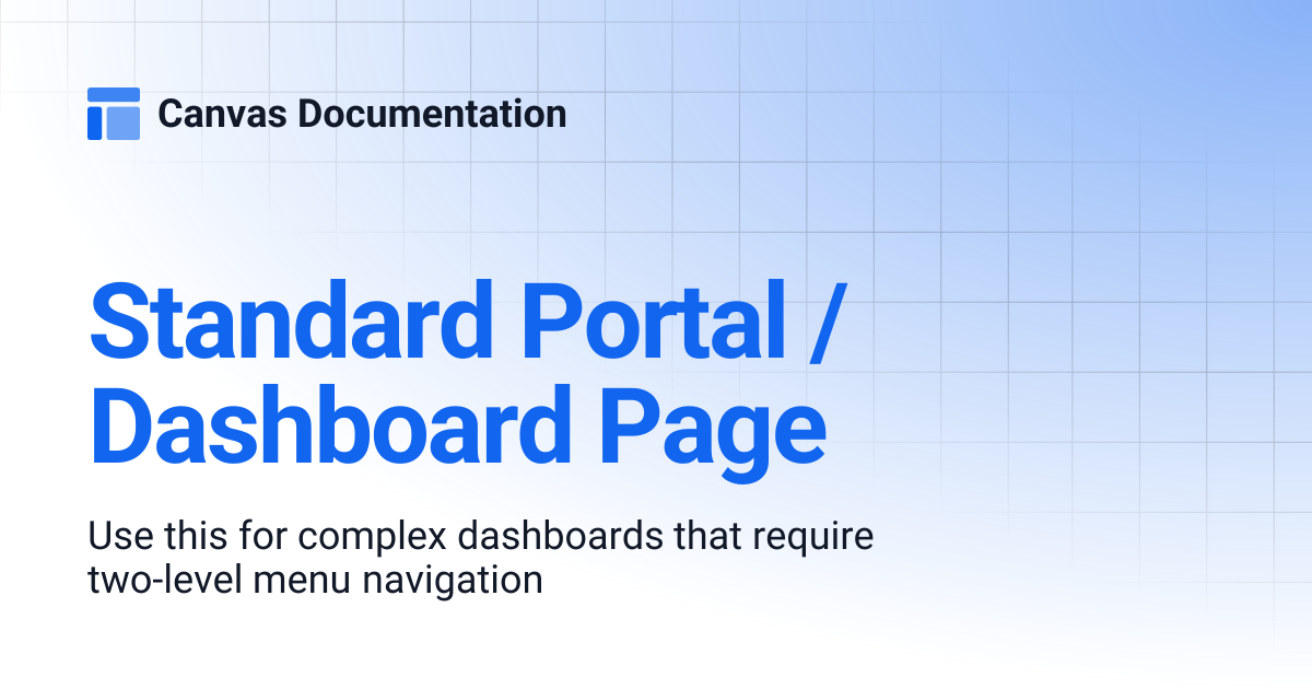 Standard Portal / Dashboard Page | Canvas Documentation