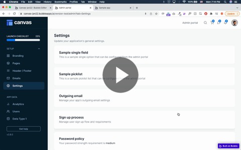Settings tab